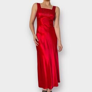 90s Be Smart Dead Stock Red Gown Size S